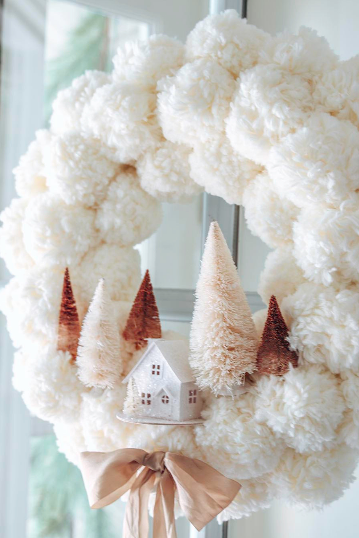 Winter Pom Pom Wreath via Modern Glam